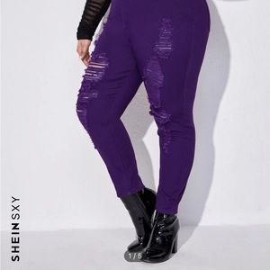 Shein purple ripped denim